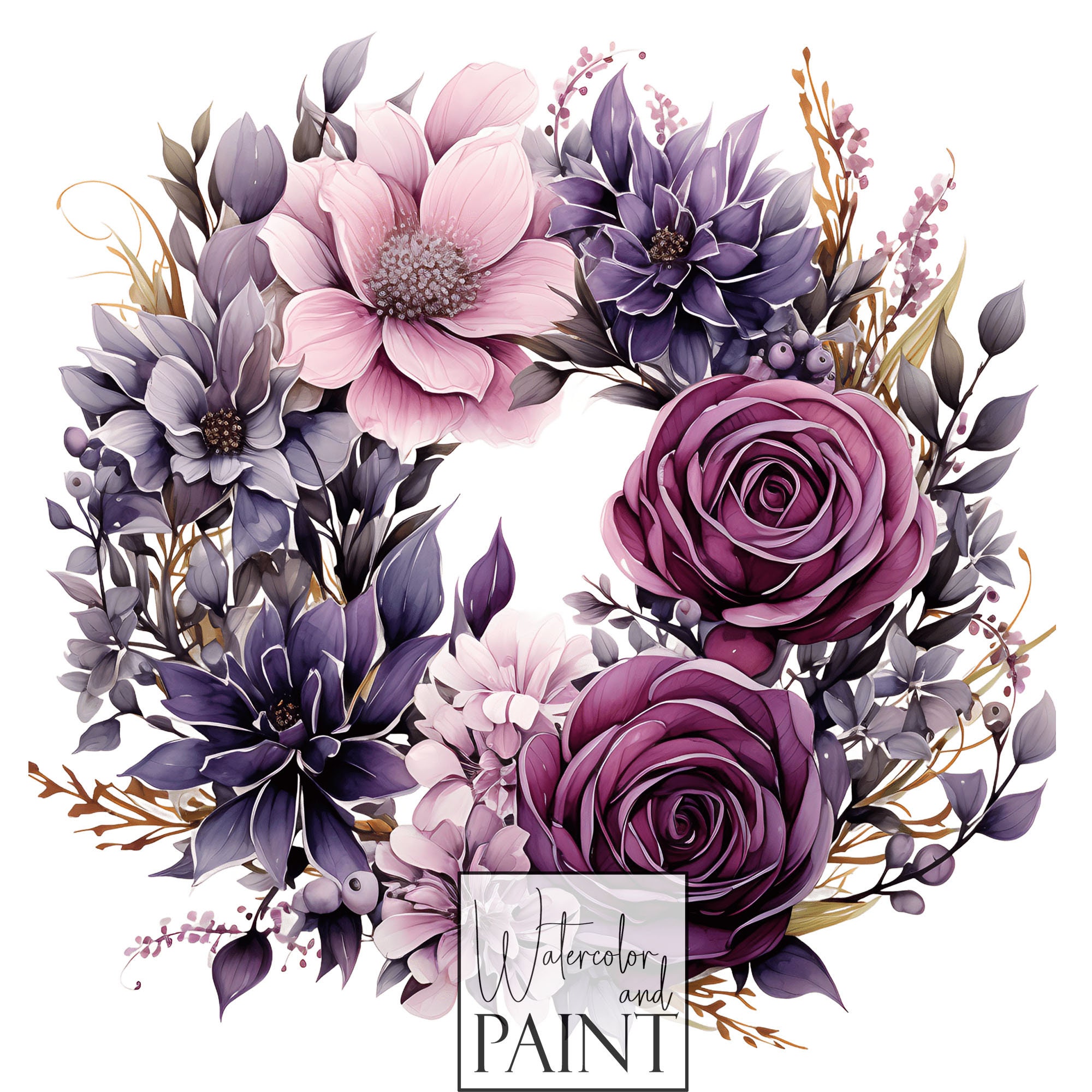 Watercolor Flower Wreaths Clipart: PNG Floral Designs (digital Download ...