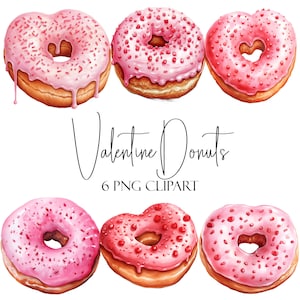 Beignets de la Saint-Valentin, clipart aquarelle, Format PNG, téléchargement immédiat, usage commercial, utilisation POD