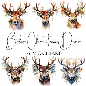 Christmas Deer, Boho Elements, PNG Format, Commercial Use, POD Use, Instant Download