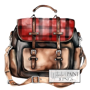 Watercolor Camping Bag Clipart Bundle, 8 PNGs, Transparent Backgrounds, Commercial Use, POD Use