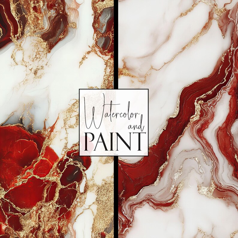 Red Sable Pattern Red Marble Seamless Patterns, 12 JPG Digital Paper Pack, Commercial Use ...