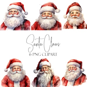 Weihnachtsmann Clipart, Aquarellelemente, PNG-Format, Sofort-Download, kommerzielle Nutzung, POD-Nutzung