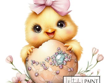 Watercolor Chick Clipart Bundle: Easter PNG Images (Digital Download)