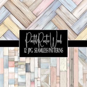 Paquete de papel digital rústico de madera con acuarela pastel, 12 fondos JPG sin costuras, descarga instantánea, uso comercial y bajo demanda.