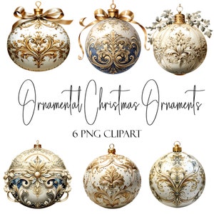 Weihnachtsschmuck, Aquarell Clipart, PNG-Format, sofortiger Download, POD-Verwendung, kommerzielle Nutzung