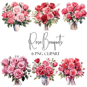 Rosensträuße, Aquarell Clipart, PNG-Format, sofortiger Download, kommerzielle Nutzung, POD-Verwendung