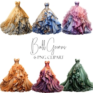 Ballkleid Clipart, Aquarell Kleider, PNG-Format, Sofort-Download, kommerzielle Nutzung, POD-Verwendung