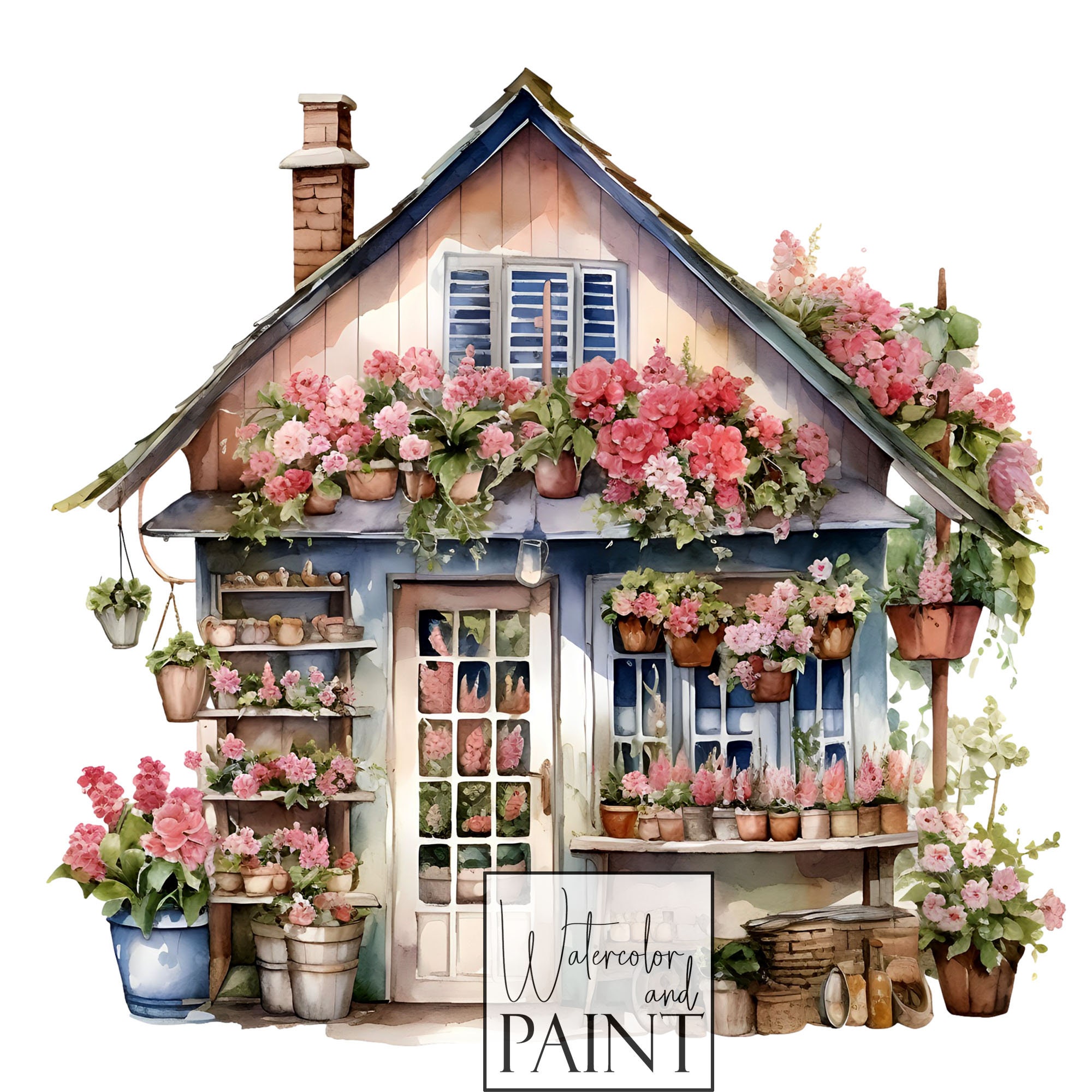 Flower Shops, Watercolor Clipart, PNG Format, Instant Download ...