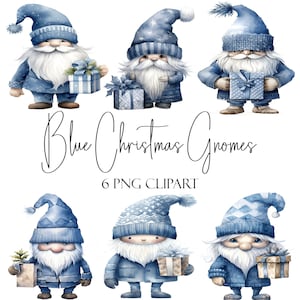 Blaue Weihnachtszwerge, Feiertag Clipart, PNG-Format, sofortiger Download, kommerzielle Nutzung, POD-Verwendung