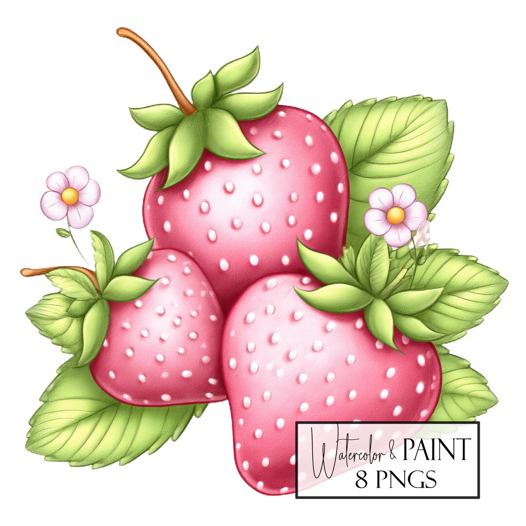 Strawberry Clipart Bundle, Transparent Pngs, Commercial \u0026 POD Use - Etsy  Israel, image size:1080x1080