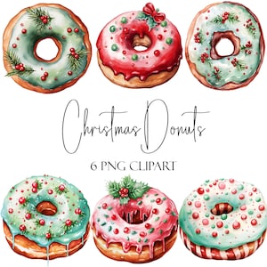 Weihnachts-Donuts, Gebäck Clipart, PNG-Format, Sofort-Download, kommerzielle Nutzung, POD-Verwendung