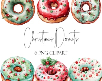 Christmas Donuts, Pastry Clipart, PNG Format, Instant Download, Commercial Use, POD Use