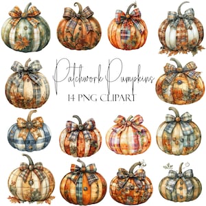 Lapptäckepumpor, höstclipart, höstelement, 14 PNG-filer, direktnedladdning, kommersiellt bruk, POD-användning