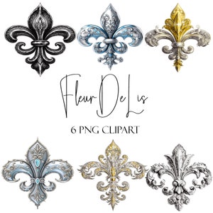 Fleur de lys, clipart aquarelle, format PNG, téléchargement immédiat, usage commercial, utilisation POD