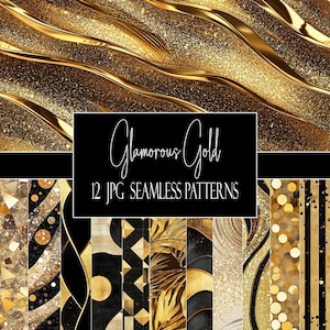 Modelli glamour in oro, carte digitali con texture, 12 JPG, download immediato per uso commerciale e POD