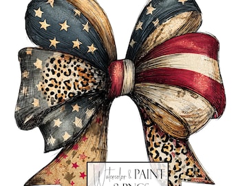 Americana Bow Clipart Bundle: Patriotic 4th of July PNG Graphics (Commercial Use, Digital Download
