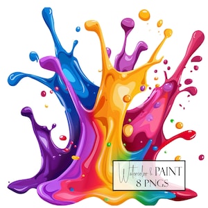 Buntes Farbspritzen Clipart PNG-Bundle, transparente PNG-Bilder, sofortiger Download, kommerzielle Nutzung, POD-Verwendung