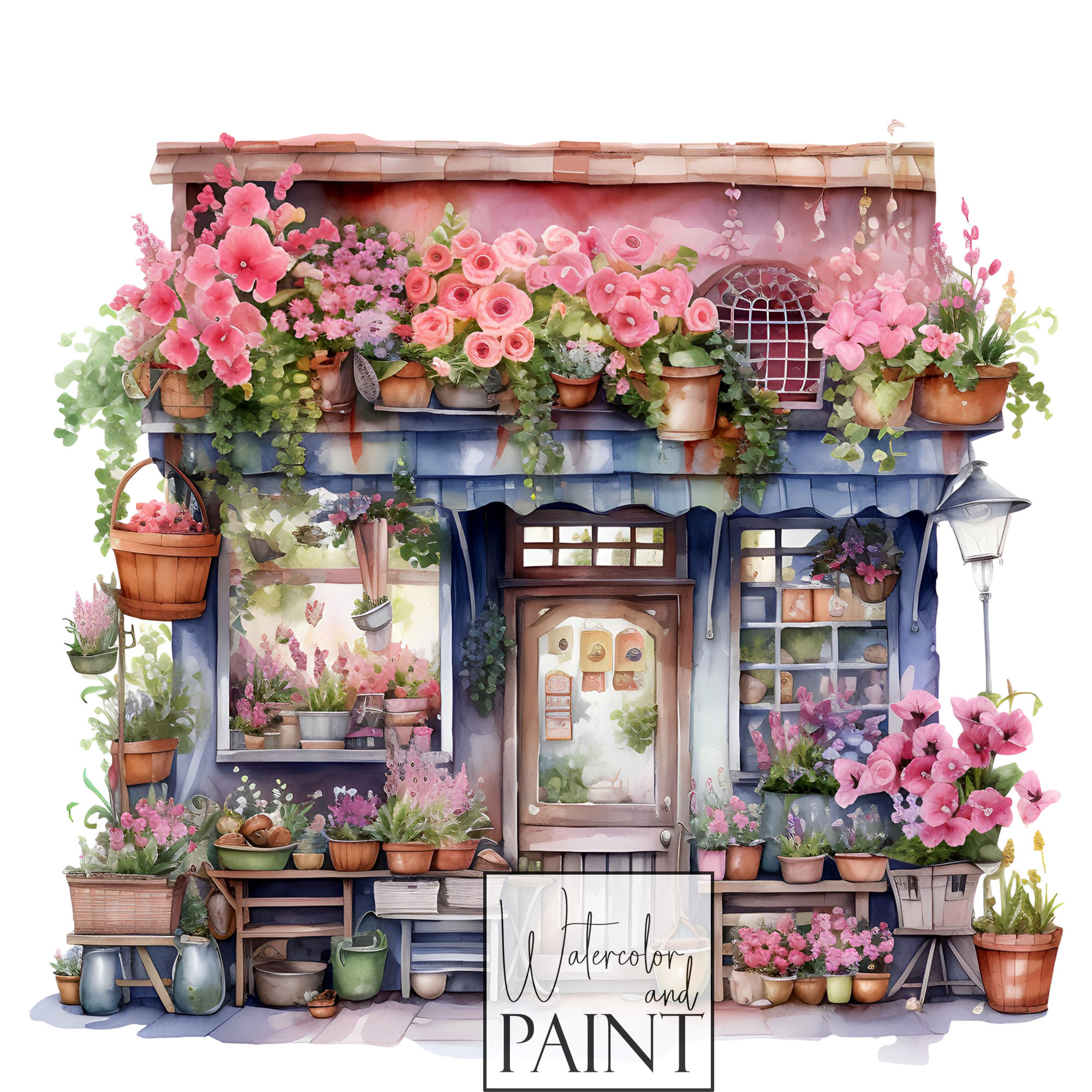 Flower Shops, Watercolor Clipart, PNG Format, Instant Download ...