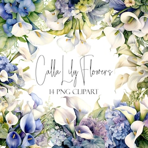 Calla Lily Clipart, Flores em aquarela, Formato PNG, Download instantâneo, Uso comercial, Uso POD