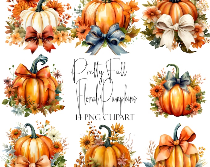 Fall Clipart, Pumpkin Line Art, Autumn Clipart, Hand Drawn Pumpkins and ...