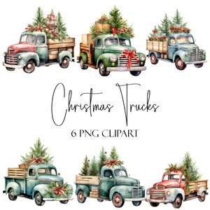 Weihnachts-LKW, Urlaub Clipart, PNG-Format, Sofort-Download, kommerzielle Nutzung, POD-Nutzung