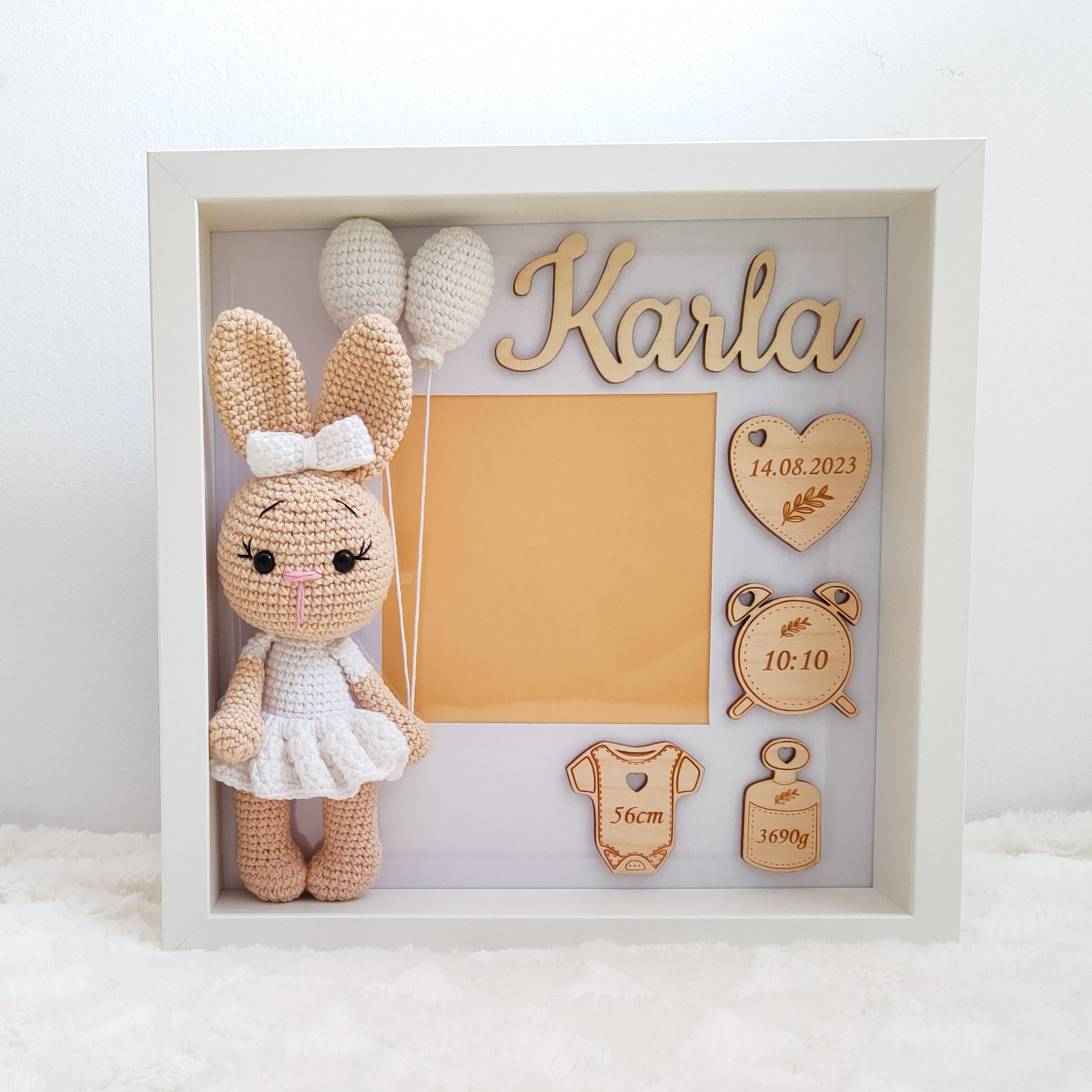 GENERAL RESEARCH 「Baby Border」 M Baby Birth Stats - Personalized Flower Shadow Box – Macorner