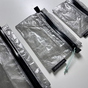 Sac à fermeture éclair Dyneema | DCF | Fibre Cuben | Ultraléger | Hydrofuge | portefeuille | trousse de maquillage | Premiers secours | Organisateur | Biosourcé