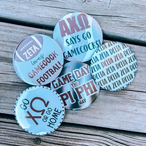 South Carolina Sorority Game Day Pins | Game Day Buttons | USC | Gamecocks | Metal Pin-back Buttons | 3-Inch Game Day Buttons