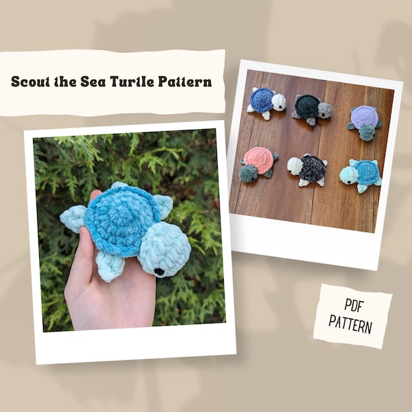 Scout the Sea Turtle Crochet Pattern: Low Sew Amigurumi Pattern