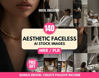 Esthetische gezichtsloze stockfoto's met masterresellrechten en privéresellrechten voor digitale marketing, AI-stockfoto's, MRR PLR-producten