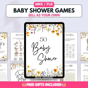 PLR Baby Shower Bundle Editable Baby Games Printable Baby Shower Templates Master Resell Rights Digital Party Supplies for Expecting Parents