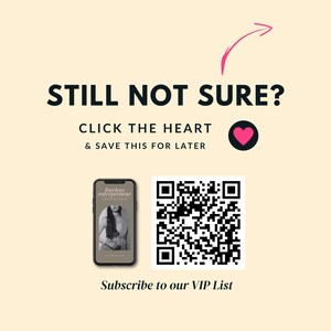 May include: A smartphone displaying a book cover with the text "Fearless Entrepreneur" and a QR code. The text "STILL NOT SURE? CLICK THE HEART & SAVE THIS FOR LATER" is above the phone and QR code. The text "Subscribe to our VIP List" is below the phone and QR code.