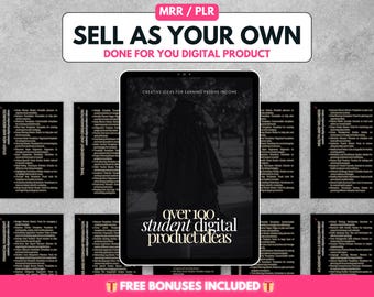 Student Digital Product Ideas for Etsy Sellers Ebook, PLR Digital Products to Sell, Master Resell Rights Product, PLR MRR, Lead Magnet dfy