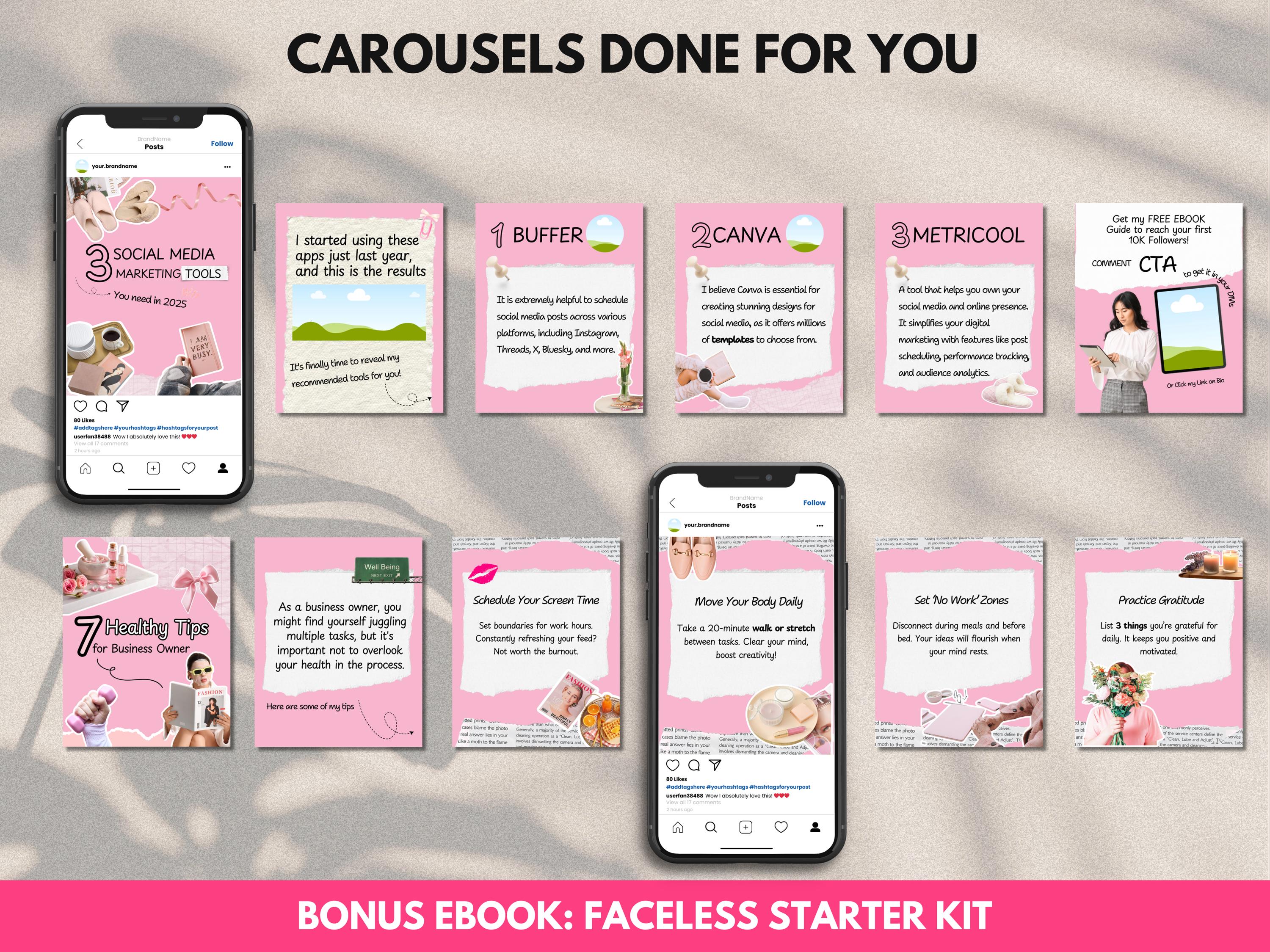 100 Editable Pink Carousel Posts for Digital Marketing | Canva ...