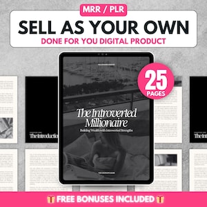 Introverted Millionaire Mindset, Money Affirmation, Digital Marketing Guide, PLR MRR, Master Resell Rights, Lead Magnet, Faceless Marketing