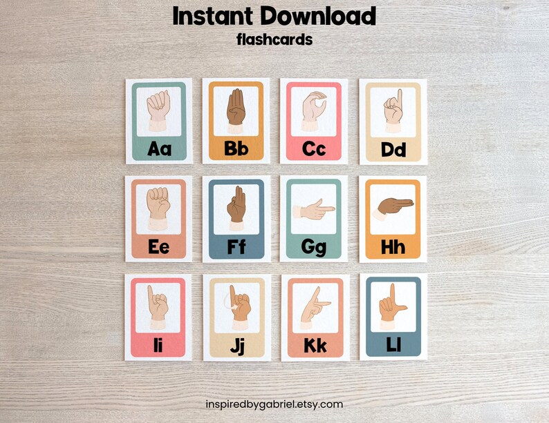 Sign Language Alphabet Flashcards Sign Language Flashcards Etsy
