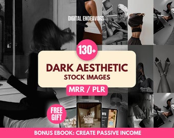 Fotos de banco de imagens com estética sombria, com direitos de revenda e direitos de marca própria para marketing digital. Mais de 130 imagens disponíveis. Produto MRR PLR.