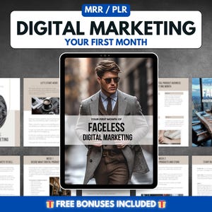 Faceless Marketing, Mens Digital Marketing, MRR PLR Digital Products, Master Resell Rights, Ebook Template Canva, Done For Your Guide