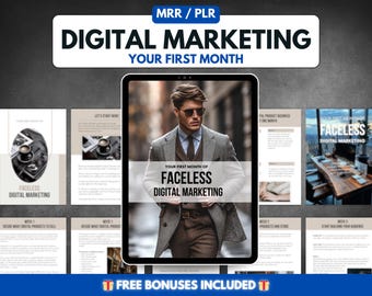 Faceless Marketing, Mens Digital Marketing, MRR PLR Digital Products, Master Resell Rights, Ebook Template Canva, Done For Your Guide