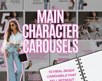 Plantilla de carrusel de álbumes de recortes de Instagram, plantillas editables de Canva para publicaciones de moda en redes sociales y feeds estéticos, productos digitales MRR PLR