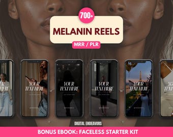Melanin ansiktslösa rullar, mörka estetiska Instagram-videor, återförsäljningsrättigheter, ansiktslös marknadsföring, digital produkt för PLR MRR, innehållsbank