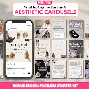 Könnte beinhalten: Eine Sammlung von 12 ästhetischen Instagram-Karussellvorlagen in Beige- und Brauntönen. Die Vorlagen enthalten Text wie "30 Tage Content", "Faceless Instagram Page", "Definiere deine Marke", "Wie man digitale Produkte mit So verkauft", "Marktforschung", "Engagement", "Digitale Vermarkter... Man hat euch angelogen", "Verwandle dein Geschäft nicht in ein weiteres 9-5", "Wie man auf Instagram Geld verdient", "Schritt-für-Schritt-Plattformwachstum und Einkommen", "Rechenschaftspflicht" und "Wenn ich mein Instagram von Grund auf neu starten müsste".