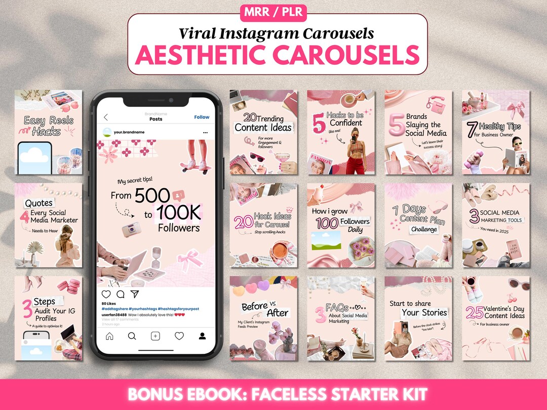 Aesthetic Instagram Carousel Templates, Editable Canva Designs for ...