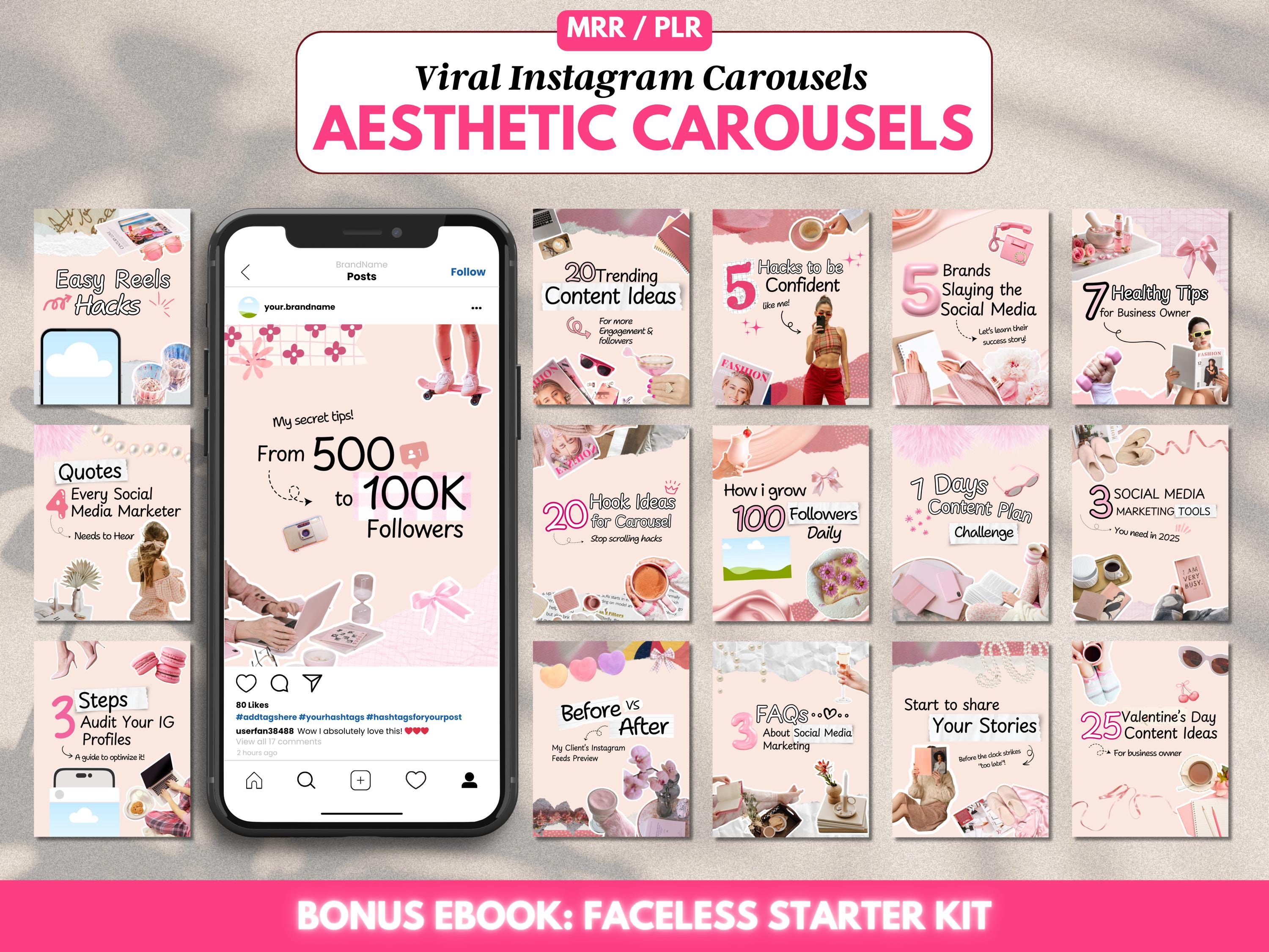 Aesthetic Instagram Carousel Templates, Editable Canva Designs for ...