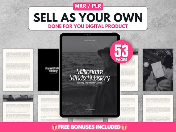 Millionaire Mindset Mastery, Money Mindset Ebook, Digital Marketing Guide, PLR MRR, Master Resell Rights, Lead Magnet, Faceless Marketing
