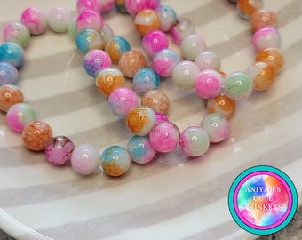 Regenbogen Achat Perlen Stretch Armband: Stapelbarer Edelstein Schmuck