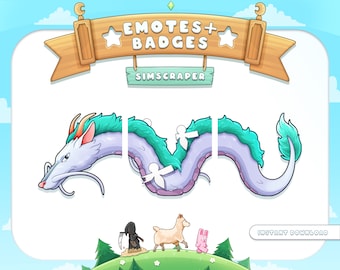 Haku Dragon Emotes: Anime Twitch and Discord Emotes (Set of 3) (Digital Download)