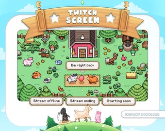 Animated Cozy Farm Twitch Screens: Fields of Mistria Stream Overlay (Digital Download)