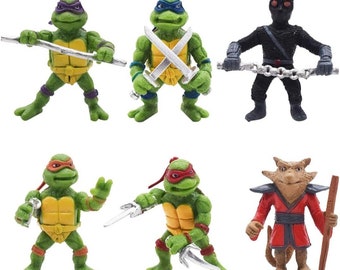 6 Pieces Cartoon Ninja Turtles Birthday Party Figures Cake Topper Decoration Supplies Set Toys