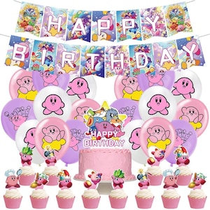 Kirby Kawaii The New Cartoon Cake Decoration Banner Balloon Party